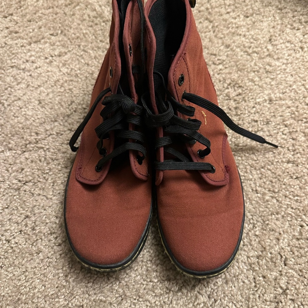 Dr. Martens Burgundy Canvas Boots